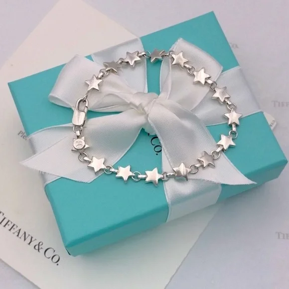 Tiffany & Co. Star Link Chain Bracelet Sterling Silver 925 T&Co Gift Pouch & Box - Picture 3 of 10